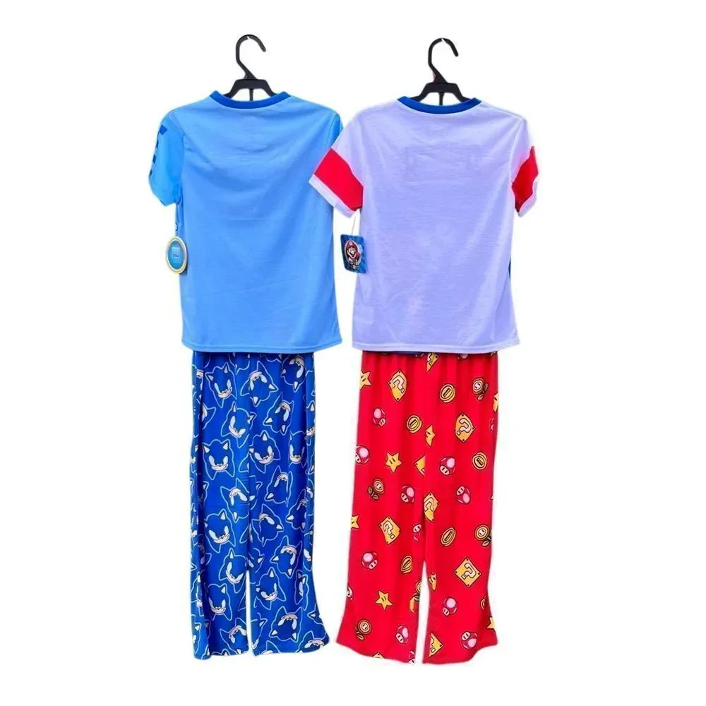 Boys Mario & Sonic Short Sleeve Top & Sleep Pants Pajama 2, 2-Piece Sets Size M
